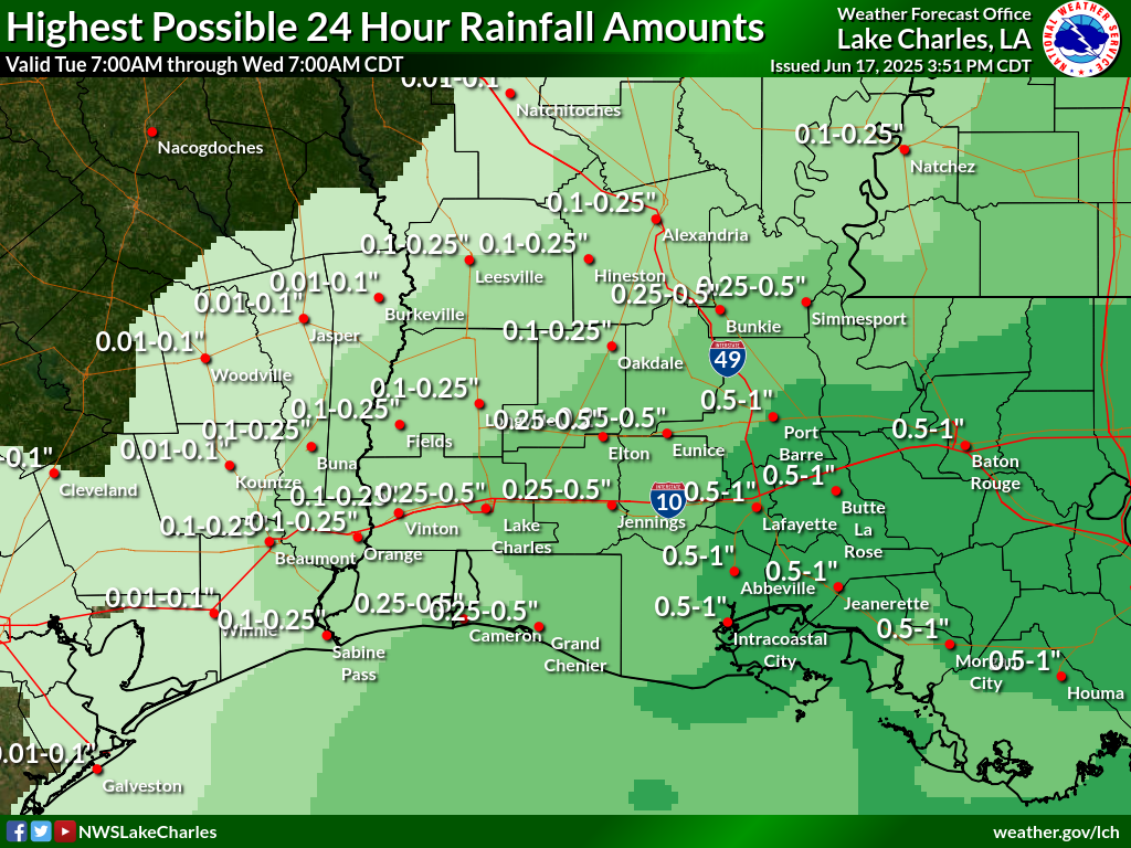 Greatest Possible Rainfall for Day 1