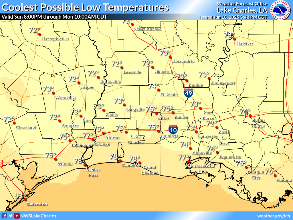 Coolest Possible Low Temperature for Night 5