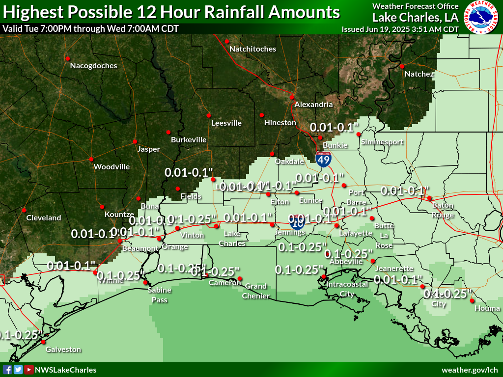 Greatest Possible Rainfall for Night 6