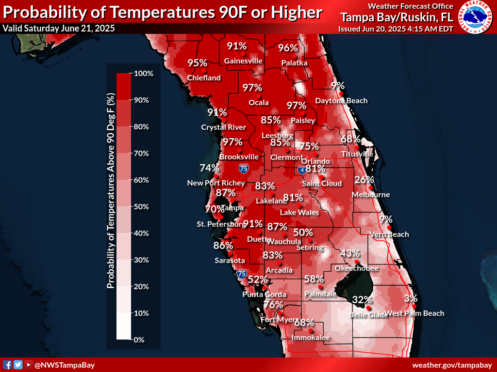 Probability of Temperature 90F or greater Day 2