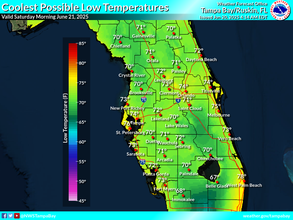 Coolest Possible Low Temperature for Night 1