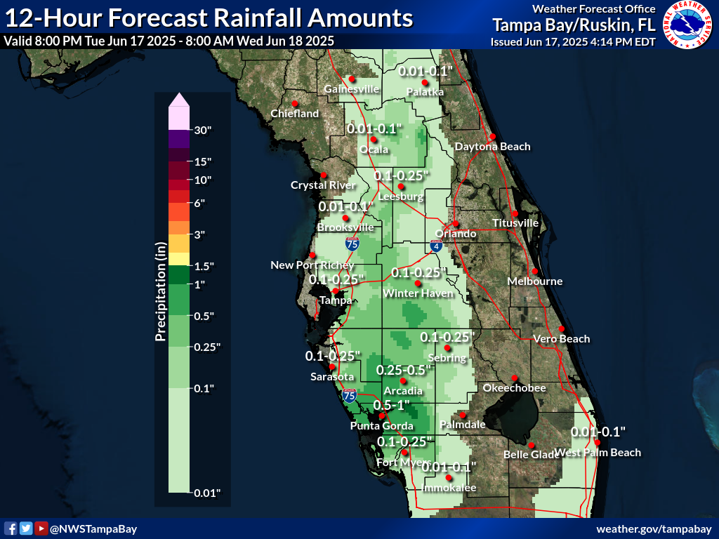 Expected Rainfall for Night 1