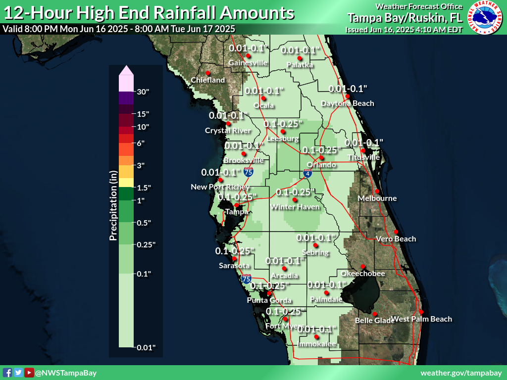 Greatest Possible Rainfall for Night 1