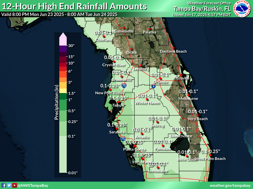 Greatest Possible Rainfall for Night 7